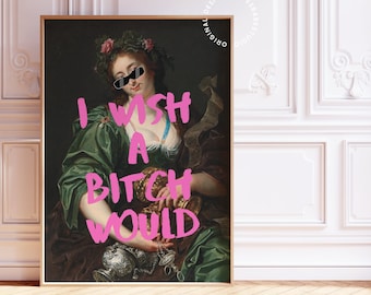 Altered art print, Maximalist wall art, Quirky decor, Altered portrait, Funky wall art, Quirky wall art, Altered painting, Baroque art print