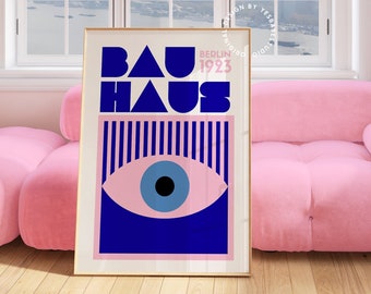Bauhaus Wandbild, Bahaus Plakat bunt, dänisch Pastell, Bauhaus Drucke, zeitgenössische Kunst, abstraktes Bauhaus, rosa Bauhaus Wandbild