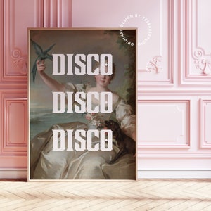 Altered art print, Maximalist wall art, Coquette decor, Rococo room decor, Quirky wall art altered portrait, Funky home decor, Disco print