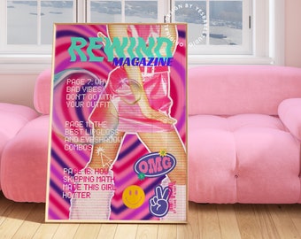 Y2k room decor, Bar cart prints, Y2k art print, room decor aesthetic y2k, Colorful wall art, Maximalist prints, Indie room decor,Y2k poster