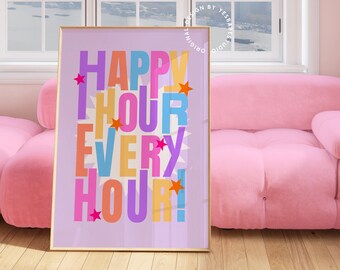 Dopamine decor, Bar cart prints, Funky kitchen decor, Bar cart accessories, Quirky home decor, Danish pastel decor, college apartment decor