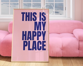 Dopamine decor, Danish pastel home decor, Above bed wall art, Light pink wall art, Funky art print, College apartment decor, Pink bedroom
