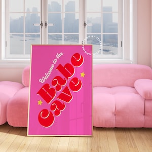 Dopamine decor, College apartment decor, Preppy wall art, Maximalist wall art, Pink and red decor, Dorm room prints, Funky art print, Girly
