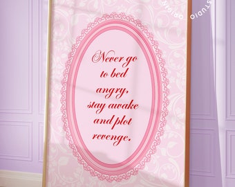 Plot revenge print, Coquette bedroom art, Red and pink decor, danish pastel prints, Light pink wall art, college apartment decor, Girly art