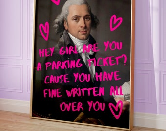 Lustiges Valentinstag Geschenk für Freundin, Valentinstag Geschenk, veränderter Kunstdruck, originelles Dekor, Maximalist Wandkunst, Hot Pink Wandkunst
