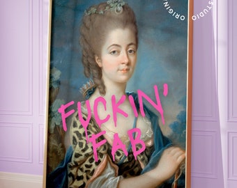 Rokoko Kunstdruck, Maximalist Wandkunst, Altered Kunstdruck, Kokette Raumdekoration, Rokoko Wandkunst, Altered Porträt, Funky Kunstdruck, schrullig