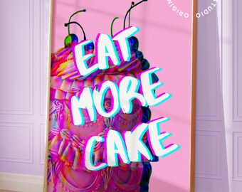 Maximalist kitchen art, Quirky wall art, Cake print, Hot pink wall art, Weird room decor, Maximalist wall art, Quirky kitchen prints, Cute
