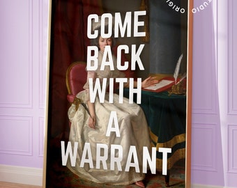 Come Back With a Warrant, Altered art print, Gothic room decor, Rococo wall art, Maximalist wall art, Quirky wall art, Baroque art print