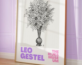 Danish pastel decor, Leo Gestel print, Museum exhibition prints, Dopamine decor, Aesthetic decor, Maximalist wall art, Pastel room decor