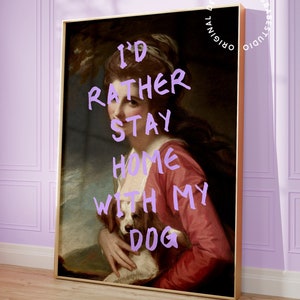 Dog mom gift, Altered art print, Maximalist wall art, Classical art dog, Dog lover gift, Altered portrait, Funky home decor, Quirky prints