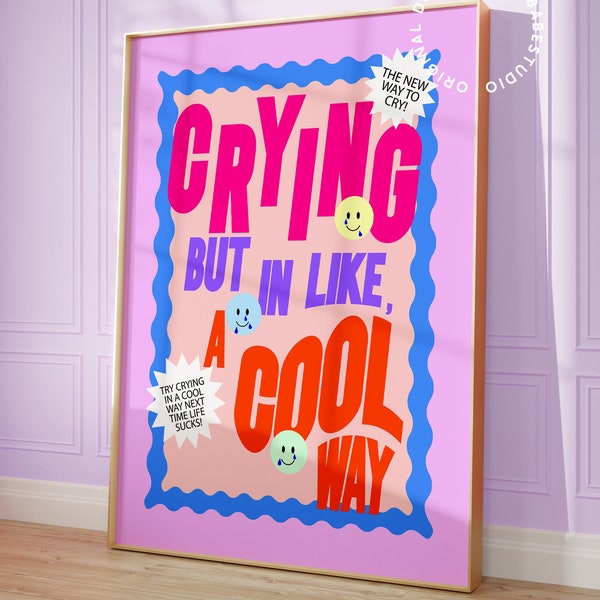 Crying in a Cool Way, Weird art, College apartment decor, Maximalist wall art, Weirdcore, Weird decor, Eclectic decor, Funny moving gift