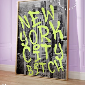 New York wall art, Aesthetic apartment decor, Maximalist wall art Eclectic decor, Cute New York print, NYC prints, Downtown girl apartment