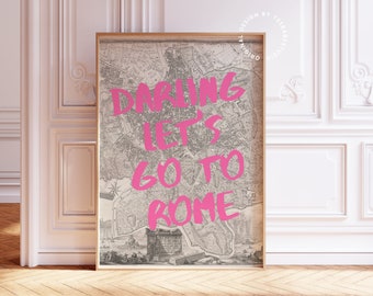 Rom Reiseplakat, Italien Reiseplakat, Eklektisches Wohndekor, Funky Wohndekor, Maximalist Dekor, Rom Karte Poster, Funky Rom Druck