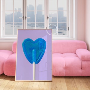 Dopamine decor, candy heart decor, Lollipop print, Funky kitchen prints, Maximalist wall art, Candy art, Gummy bear art, Quirky wall art