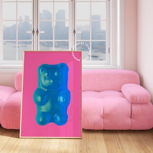 Gummy bear art, Dopamine decor, Candy themed decor, Maximalist wall art, Funky kitchen prints,Quirky wall art, Gummy bear prints,Candy heart