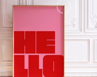 Bold typography prints, Red and pink wall art, Indie room decor, Retro style wall art, Dopamine decor, above couch art, entryway wall art