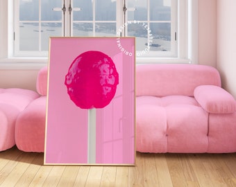 Candy wall art, Hot pink wall art, Fun kitchen prints, Colorful kitchen decor, Pink kitchen decor, Maximalist wall art, Playful kitchen art