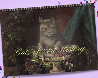 2026 Calendar Weird Classical Art Cats  - Cat lover gift, funny cats calendar, gift for cat owner, weird gifts for bff, white elephant gift