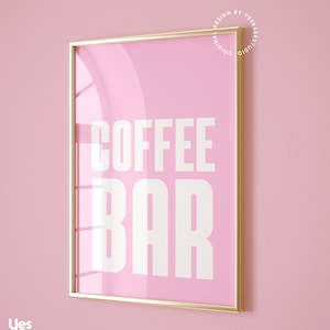 Impression de bar à café, décoration dopamine, pastel danois, art mural rose clair, affiche de café, affiche d'espresso, enseigne de station de café, décoration de bar à café