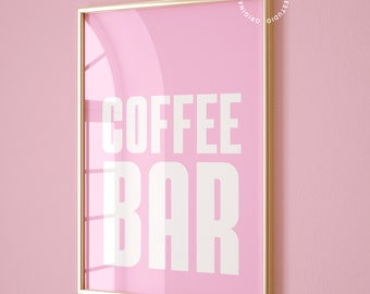 Coffee bar print, Dopamine decor, Danish pastel, Light pink wall art, Coffee poster, Espresso poster, Coffee station sign, Coffee bar decor