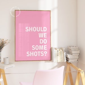 Light pink wall art, Bar cart prints, Danish pastel, Dopamine decor, Maximalist wall art, College apartment decor aesthetic, Pink bar decor image 2