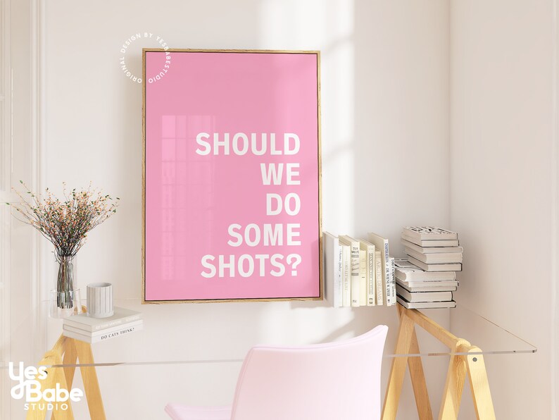 Light pink wall art, Bar cart prints, Danish pastel, Dopamine decor, Maximalist wall art, College apartment decor aesthetic, Pink bar decor image 2