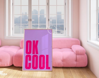 Maximalist wall art, Dopamine decor, Hot pink wall art, Neon wall art, Eccentric wall art, Weird art, Quirky room decor, Indie room decor