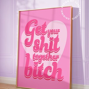 Cubicle decor, Dorm room prints light pink wall art, Quirky decor, Funky art print, Weird art, Maximalist wall art, Kitsch decor, Sassy image 2