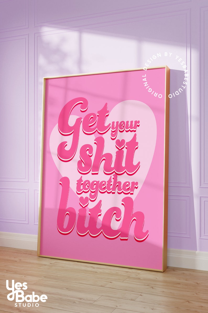 Cubicle decor, Dorm room prints light pink wall art, Quirky decor, Funky art print, Weird art, Maximalist wall art, Kitsch decor, Sassy image 2
