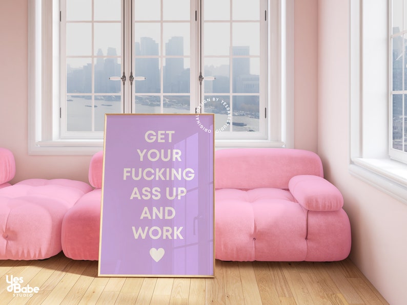 Fun home office prints, Girly office decor, College apartment decor, Maximalist wall art, Quirky wall art, Eclectic decor, Funky room decor image 2