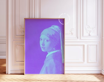 Altered art print, Maximalist wall art, Quirky home decor, Funky wall art, Maximalist prints, Altered portrait, Purple wall art, Quirky art