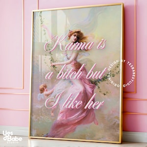 Lichtroze gewijzigde kunstafdrukken, maximalistische muurkunst, flirtdecor, barwagendecor, cadeau voor beste vriend, universiteitsappartement, rococokunst aan de muur