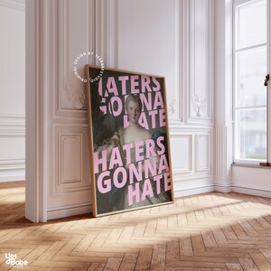 Altered art print, Rococo decor, Light pink wall art, Maximalist wall art, Altered portrait, Quirky decor, Funky wall art, Baroque art print image 3