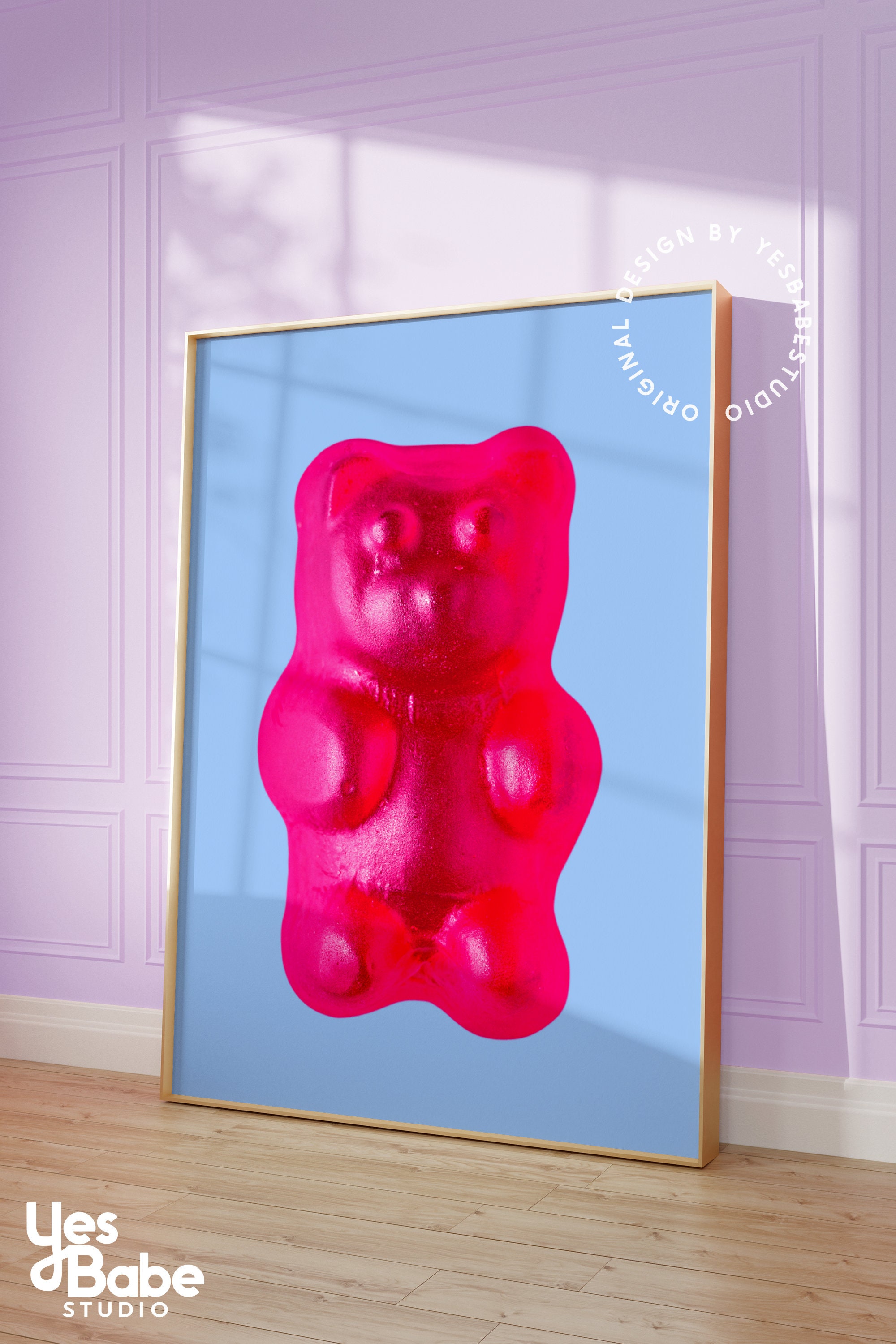 Pink Gummy Bears, Gummy bear decor, Candy wall art, Colorful kitchen art,  Quirky wall art, Pink kitchen poster, Fun kitchen art, Maximalist Sticker  for Sale by peachcakecanvas