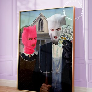 Altered art print, Maximalist wall art, Quirky decor, Altered portrait, Funky wall art, Weird decor, Eccentric wall art, Cool posters