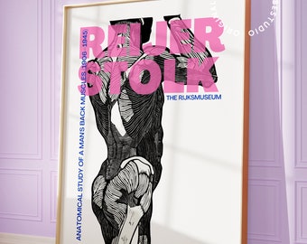 Reijer Stolk print, Male body illustration, Danish pastel decor, Museum exhibition prints,Aesthetic decor, Maximalist wall art, Pastel decor