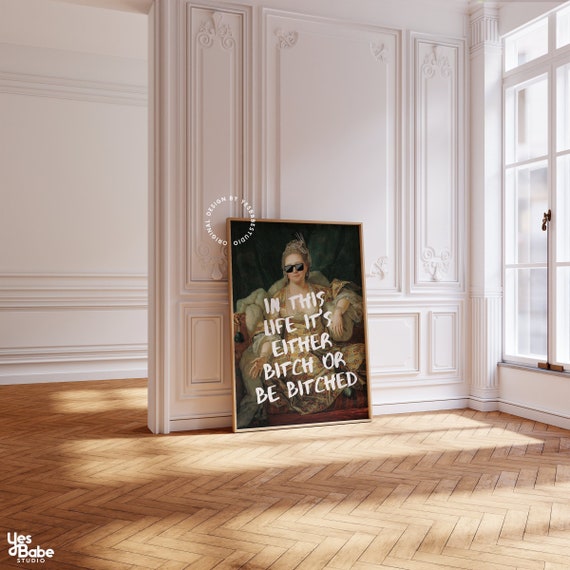 Quirky home decor, Altered art print, Maximalist wall art, Baroque art print, Weird decor, Funky wall art, Altered portrait, Classical art