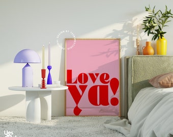 Dopamine Decor, Danish pastel decor, Pink and red wall art, Cute bedroom prints, Teen girl bedroom decor, Dorm decor aesthetic, Lovecore