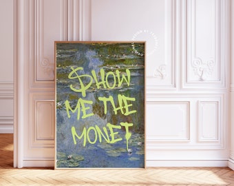 Monet print, Claude Monet art, Altered art print, Graffiti wall art, Maximalist wall art, Eccentric wall art, Neon art print, Quirky art