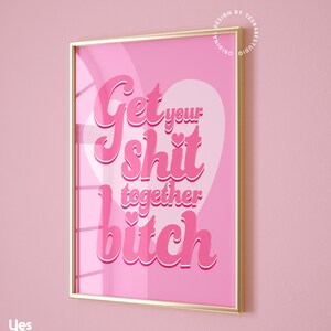 Cubicle decor, Dorm room prints light pink wall art, Quirky decor, Funky art print, Weird art, Maximalist wall art, Kitsch decor, Sassy image 4