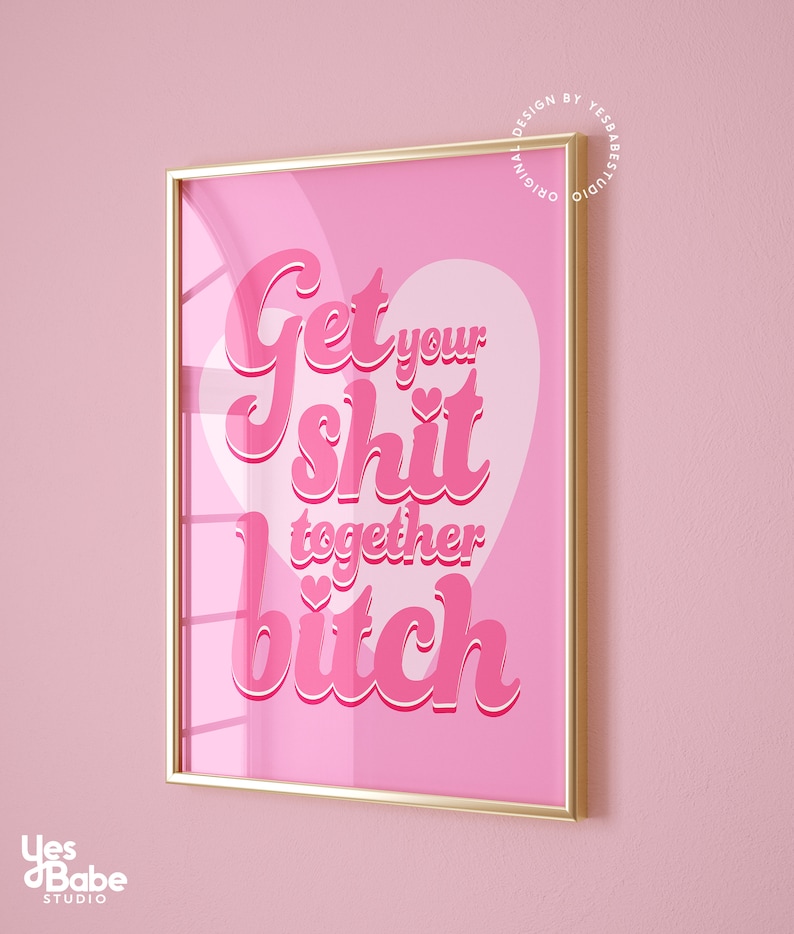 Cubicle decor, Dorm room prints light pink wall art, Quirky decor, Funky art print, Weird art, Maximalist wall art, Kitsch decor, Sassy image 4