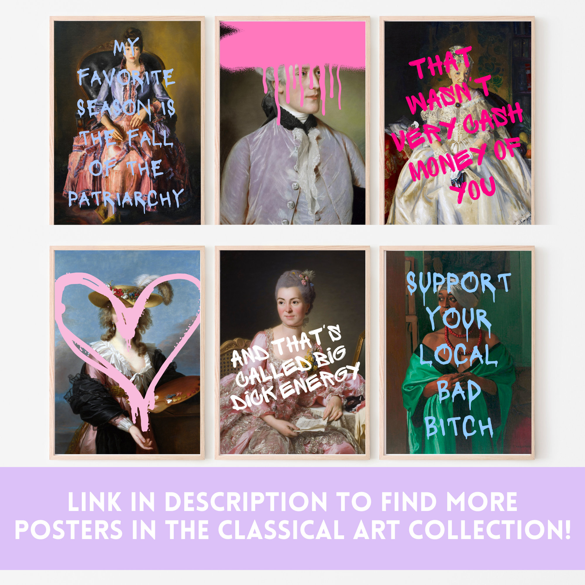 That Bitch Print, Altered Art Print, Feminist Wall Art, Hot Pink