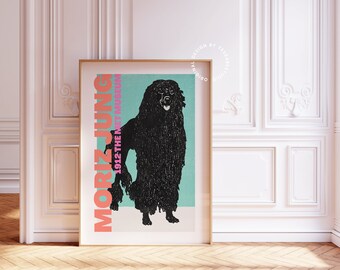 Moriz Jung poster, Poodle wall art, Museum exhibition prints, Dopamine decor, Aesthetic decor, Poodle gifts, Maximalist wall art, Indie art