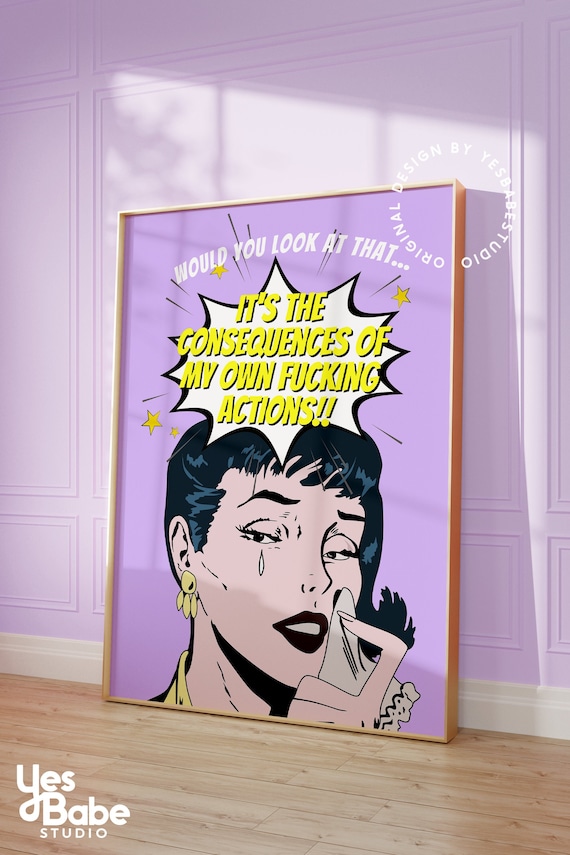 Pop art print, Dopamine decor, Funky art print, Quirky decor, Maximalist wall art, Modern pop art, College apartment decor, Dorm room art