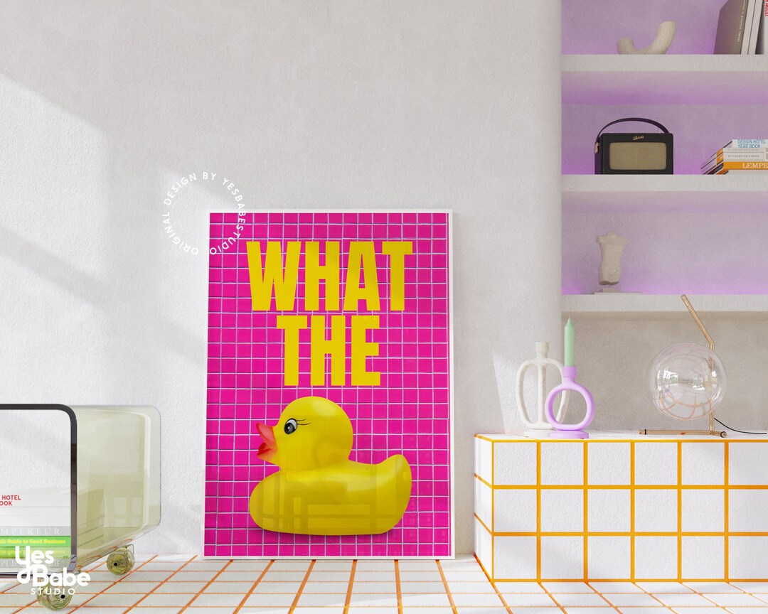 Rubber Duck Print, Bathroom Decor, Y2K Bathroom Decor, Funky Art Prints ...