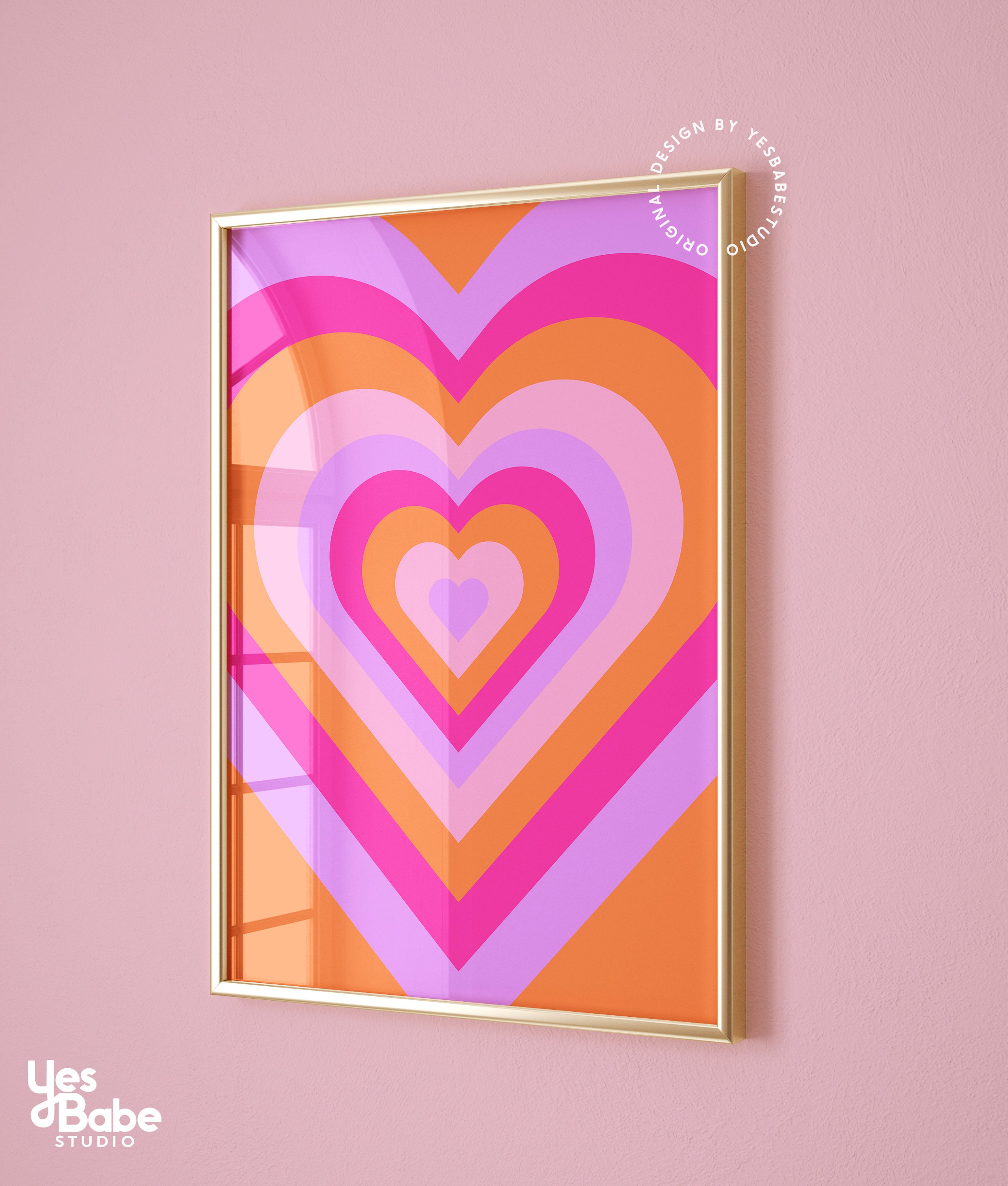 Funky Art Print, Dopamine Decor, Pink and Orange Wall Art