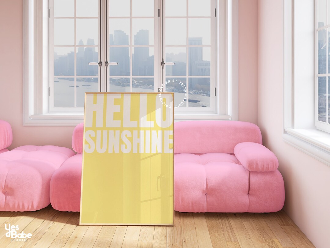 Dopamine Decor, Danish Pastel Art, Pastel Yellow Wall Art, Maximalist Wall Art, Apartment Decor