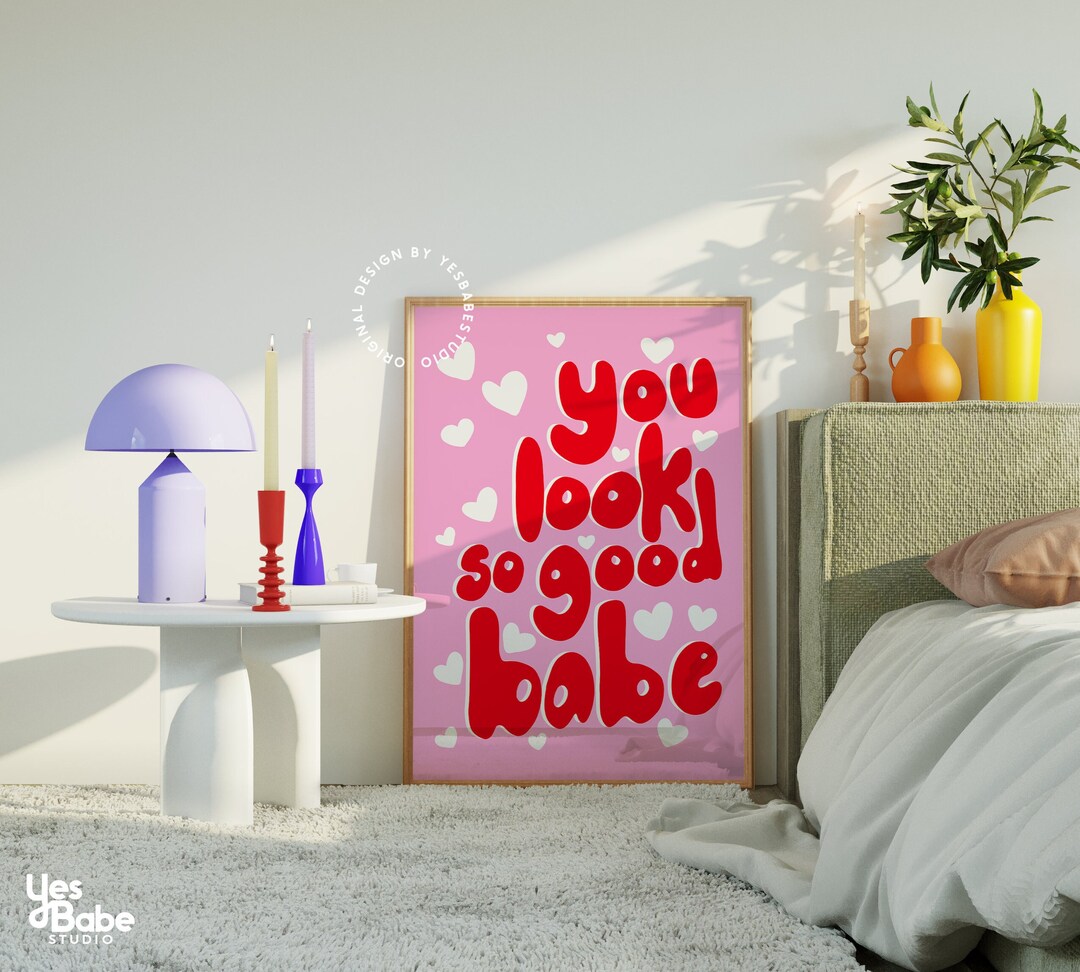 Pink and Red Room Decor Self Love Wall Art Girly Prints Etsy