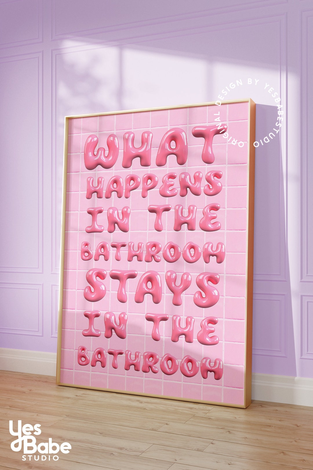 Light Pink Bathroom Prints, Bathroom Decor, Y2K Bathroom Decor, Funky ...