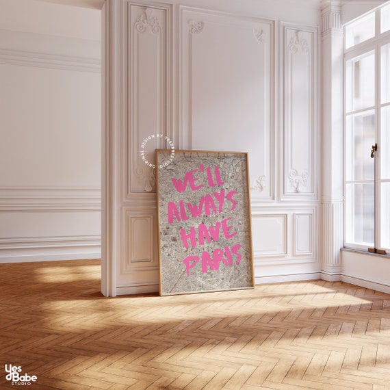 Paris poster, Parisian decor, Light pink wall art, Coquette room decor, Paris map print, Parisian wall art, Paris travel poster, Girly print